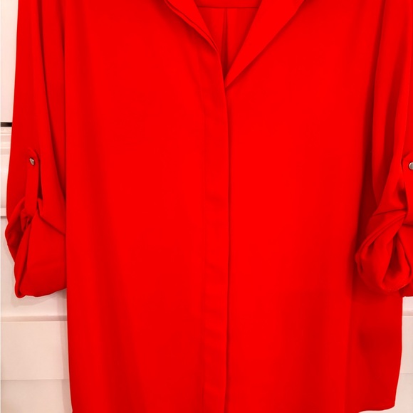 Vibrant Red Button Down Shirt - Picture 6 of 8